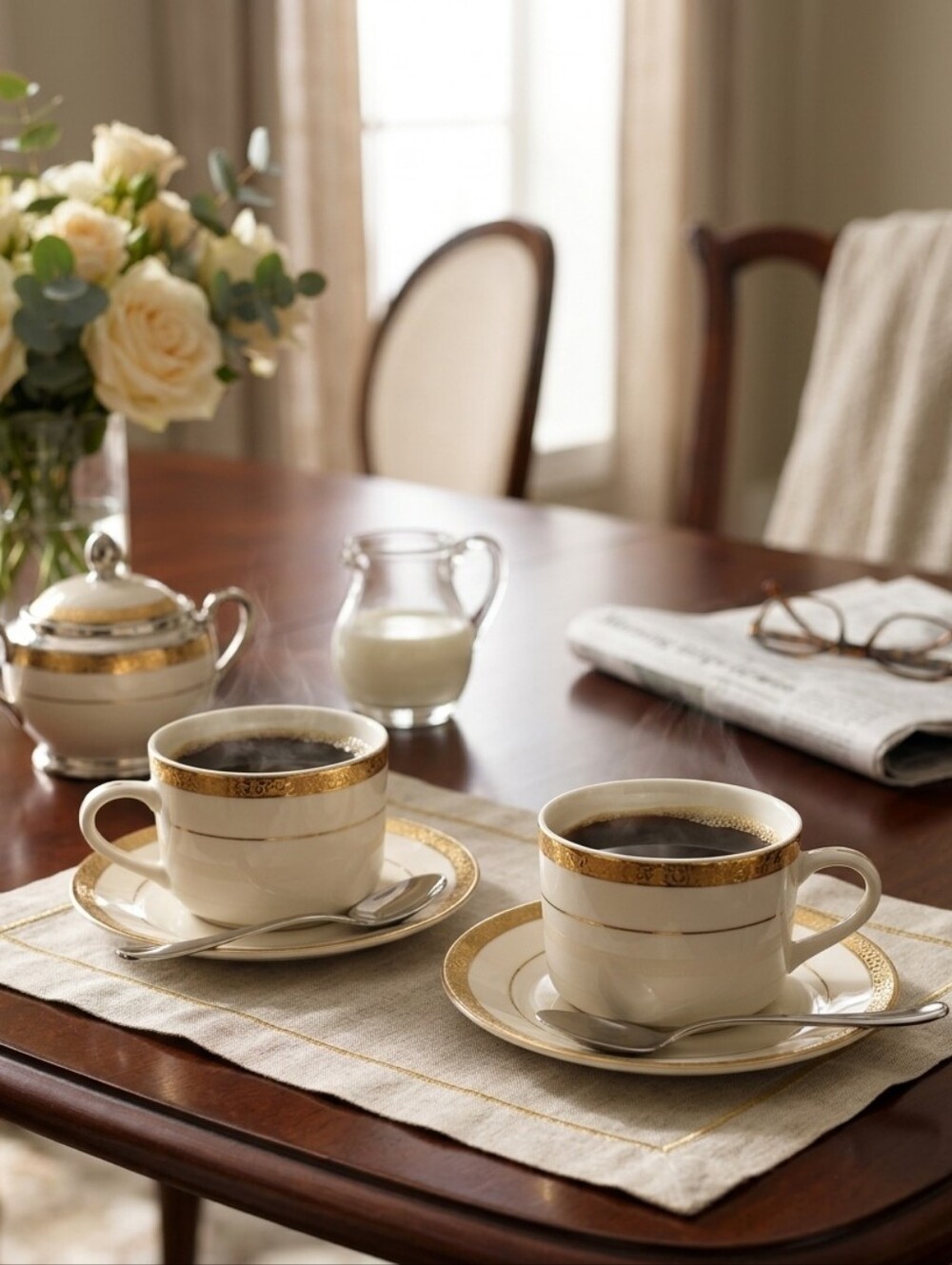 Sango empress white and gold mug set 8453